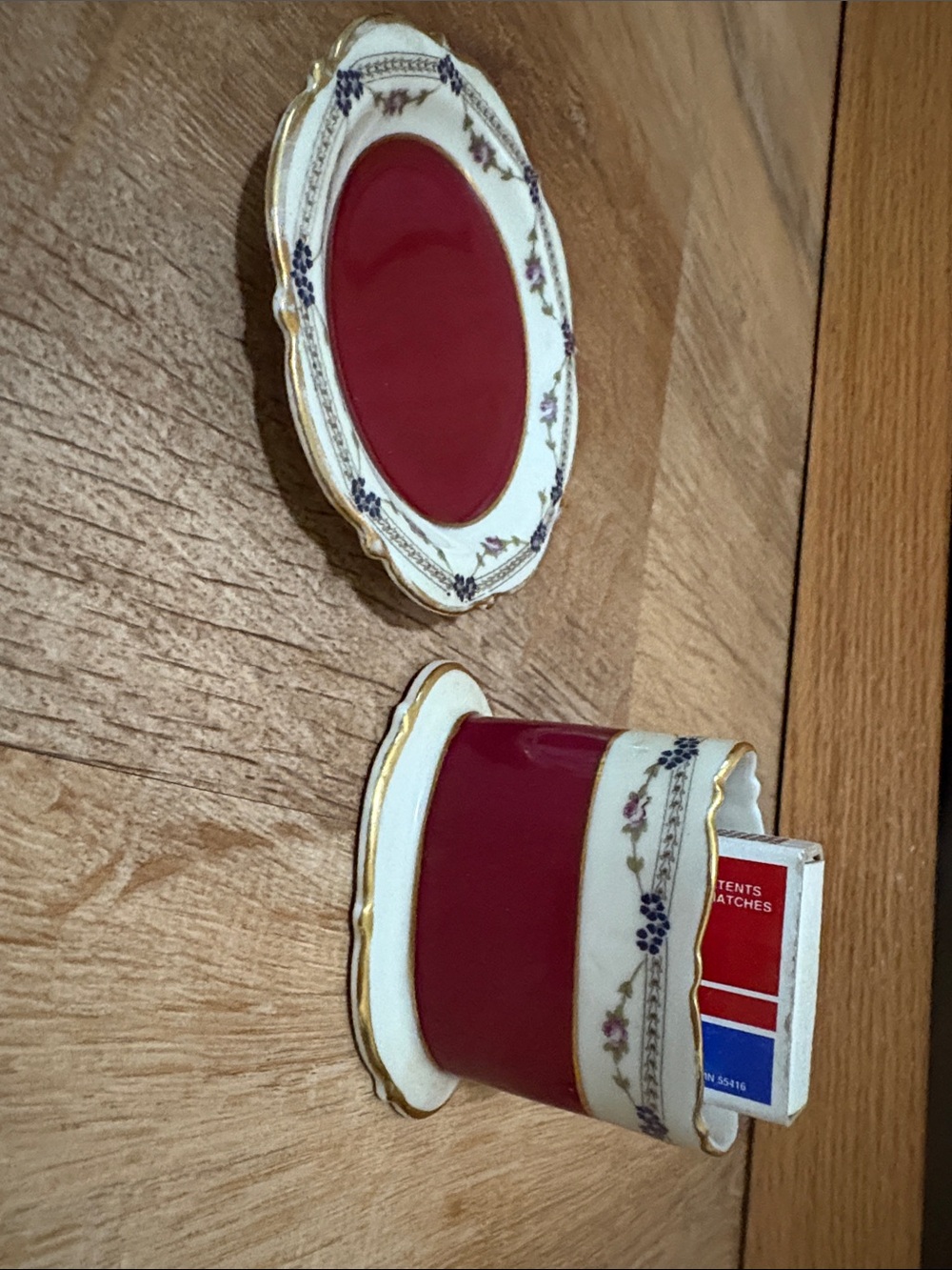 Vintage Royal Bayreuth Porcelain Set -Toothpick/Matchstick Holder & Saucer
